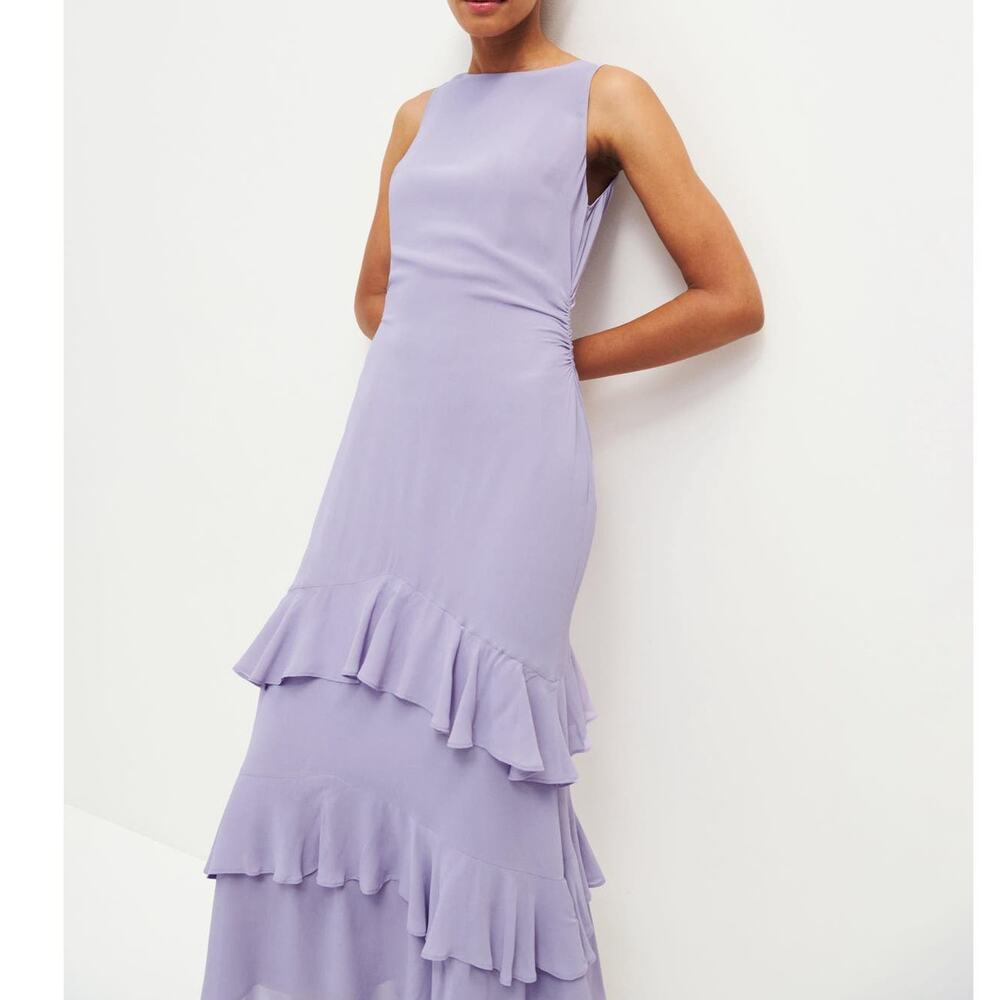 Reformation Lavender Tiered Ruffle Midi Dress - Picture 3 of 12